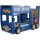 Pat cu etaj Masina Happy Bus - Pat din lemn MDF in forma de autobuz London Bus Plastiko-Albastru